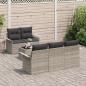 Preview: 6-teiliges Garten Sofa Set mit Kissen Hellgrau Poly Rattan