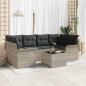 Preview: ARDEBO.de - 7-teiliges Garten-Sofa-Set mit Kissen Hellgrau Poly-Rattan