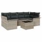 Preview: 7-teiliges Garten-Sofa-Set mit Kissen Hellgrau Poly-Rattan