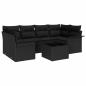 Preview: 7-teiliges Garten-Sofa-Set mit Kissen Schwarz Poly-Rattan
