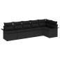 Preview: ARDEBO.de - 6-Teiliges Garten Sofa Set mit Kissen Schwarz Poly Rattan