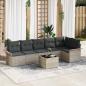Preview: ARDEBO.de - 7-teiliges Garten-Sofa-Set mit Kissen Grau Poly Rattan