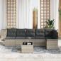Preview: 7-teiliges Garten-Sofa-Set mit Kissen Grau Poly Rattan
