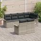 Preview: 7-teiliges Garten Sofa Set mit Kissen Hellgrau Poly Rattan