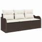 Preview: 3-teiliges Garten Sofa Set mit Kissen Braun Poly Rattan