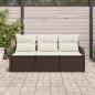 Preview: 3-teiliges Garten Sofa Set mit Kissen Braun Poly Rattan
