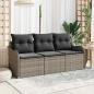 Preview: ARDEBO.de - 3-teiliges Garten Sofa Set mit Kissen Grau Poly Rattan