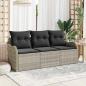 Preview: ARDEBO.de - 3-teiliges Garten-Sofa-Set mit Kissen Hellgrau Poly-Rattan