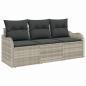 Preview: 3-teiliges Garten-Sofa-Set mit Kissen Hellgrau Poly-Rattan