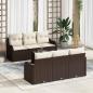 Preview: ARDEBO.de - 7-teiliges Garten-Sofa-Set mit Kissen in braunem Poly-Rattan