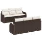 Preview: 7-teiliges Garten-Sofa-Set mit Kissen in braunem Poly-Rattan