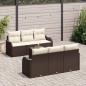 Preview: 7-teiliges Garten-Sofa-Set mit Kissen in braunem Poly-Rattan