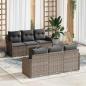 Preview: ARDEBO.de - 7-teiliges Garten Sofa Set mit Kissen Grau Poly Rattan