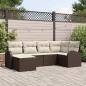 Preview: ARDEBO.de - 6-teiliges Garten Sofa Set mit Kissen Braun Poly Rattan