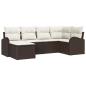 Preview: 6-teiliges Garten Sofa Set mit Kissen Braun Poly Rattan