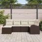 Preview: 6-teiliges Garten Sofa Set mit Kissen Braun Poly Rattan