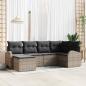 Preview: ARDEBO.de - 6-teiliges Garten-Sofa-Set mit Kissen in Grau aus Poly-Rattan