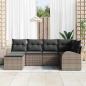 Preview: 6-teiliges Garten-Sofa-Set mit Kissen in Grau aus Poly-Rattan