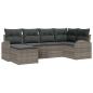 Preview: 6-teiliges Garten-Sofa-Set mit Kissen in Grau aus Poly-Rattan