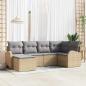 Preview: ARDEBO.de - 6-teiliges Garten Sofa Set mit Kissen Beigefarbenes Poly Rattan