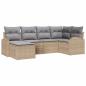 Preview: 6-teiliges Garten Sofa Set mit Kissen Beigefarbenes Poly Rattan