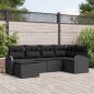 Preview: ARDEBO.de - 6-teiliges Garten Sofa Set mit Kissen Schwarz Poly Rattan