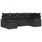 Preview: 6-teiliges Garten Sofa Set mit Kissen Schwarz Poly Rattan