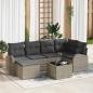 Preview: ARDEBO.de - 7-teiliges Garten Sofa Set mit Kissen Grau Poly Rattan