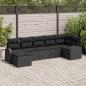 Preview: ARDEBO.de - Garten Sofa Set 7-teilig Schwarz Poly Rattan Outsidesofa