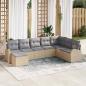 Preview: ARDEBO.de - Garten Sofaset Set aus 8 Beige Rattan und Stoff Garten Sofaset