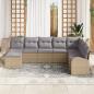 Preview: Garten Sofaset Set aus 8 Beige Rattan und Stoff Garten Sofaset