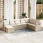 Preview: ARDEBO.de - Gartensofa-set mit Kissen 8 pcs Beige Poly Rattan