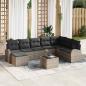 Preview: ARDEBO.de - Garten-Sofa-Set 9 Teile Dunkelgrau, Braun Rattan, Polyester