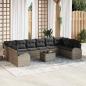 Preview: ARDEBO.de - 10-teiliges Garten Sofa Set mit Kissen Schwarz Poly Rattan
