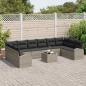 Preview: 11 Teile Garten-Sofa-Set mit Kissen Grau Poly-Rattan