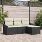 Preview: ARDEBO.de - 4-teiliges Garten Sofa Set mit Kissen Schwarz Poly Rattan