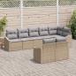 Preview: ARDEBO.de - 8-teiliges Garten Sofaset mit Kissen Beige Poly Rattan