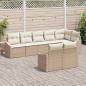 Preview: Garten-Sofa-Set 8 Teile Beige Rattan Outdoor-Sofa Rechteckig