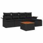 Preview: Garten Sofa Set 6 Teile Schwarz und Holzton Poly-Rattan und Holz