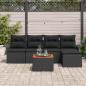Preview: Garten Sofa Set 6 Teile Schwarz und Holzton Poly-Rattan und Holz