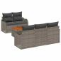 Preview: 6-teiliges Garten-Sofa-Set mit Kissen Grau Poly-Rattan Akazie, 2-Sitzer Garten-Sofa mit Kissen Grau Poly-Rattan