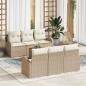 Preview: ARDEBO.de - 7-teiliges Garten-Sofa-Set mit Kissen Beige Poly Rattan Akazie