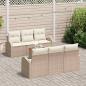 Preview: 7-teiliges Garten-Sofa-Set mit Kissen Beige Poly Rattan Akazie
