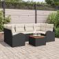 Preview: ARDEBO.de - 7-teiliges Garten Sofa Set mit Kissen Schwarz Poly Rattan Akazie