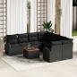 Preview: ARDEBO.de - 9-teiliges Garten-Sofa-Set mit Kissen Schwarz Polyrattan Akazie