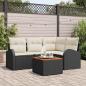 Preview: ARDEBO.de - 5-teiliges Garten-Sofa-Set mit Kissen Schwarz Poly-Rattan Akazie