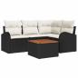 Preview: 5-teiliges Garten-Sofa-Set mit Kissen Schwarz Poly-Rattan Akazie