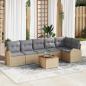 Preview: ARDEBO.de - 7-teilige Garten Sofa Set mit Kissen Beige Poly Rattan Akazie