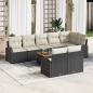 Preview: ARDEBO.de - 9-teiliges Garten-Sofa-Set mit Kissen Schwarz Poly Rattan Akazie
