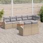 Preview: 9-teiliges Garten-Sofa-Set mit Kissen Beige Poly Rattan Akazie